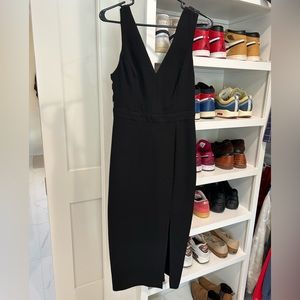 Bcbg black formal midi dress with lace back